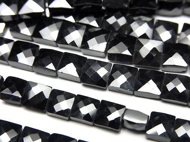 [Video] Black Spinel AA++ Faceted Square 1strand beads (aprx.13inch/32cm)