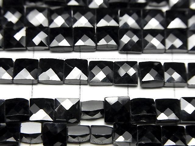 [Video] Black Spinel AA++ Faceted Square 1strand beads (aprx.13inch/32cm)