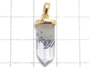 [Video][One of a kind] Stibnite in Quartz Pendant 18KGP NO.11