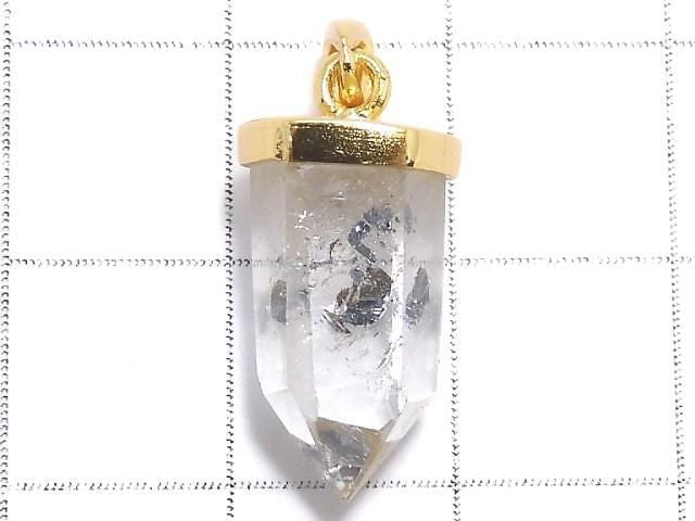 [Video][One of a kind] Stibnite in Quartz Pendant 18KGP NO.12