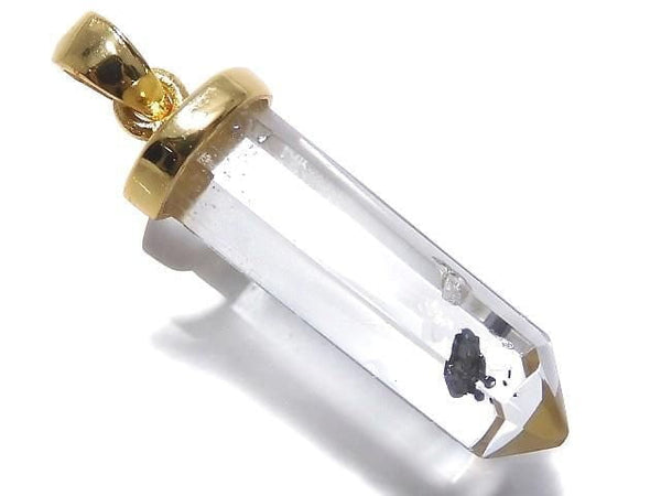[Video][One of a kind] Stibnite in Quartz Pendant 18KGP NO.13