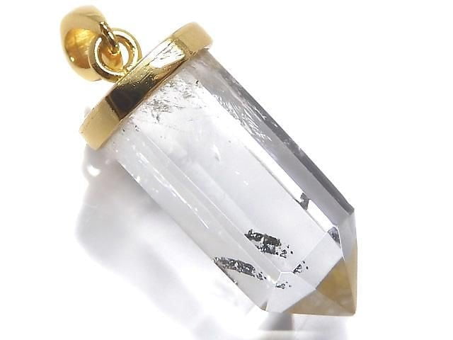[Video][One of a kind] Stibnite in Quartz Pendant 18KGP NO.15