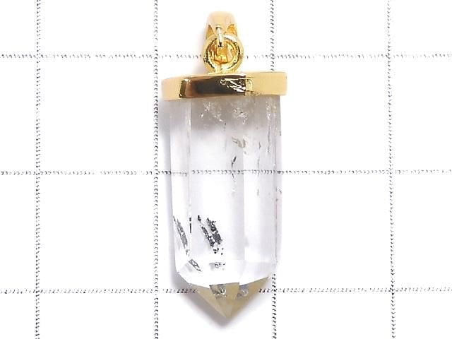 [Video][One of a kind] Stibnite in Quartz Pendant 18KGP NO.15