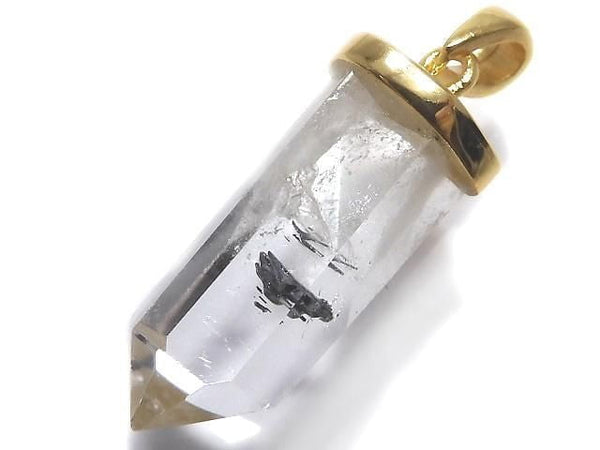 [Video][One of a kind] Stibnite in Quartz Pendant 18KGP NO.18
