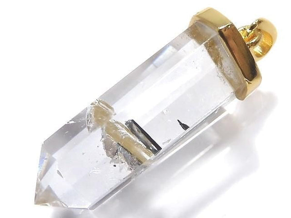 [Video][One of a kind] Stibnite in Quartz Pendant 18KGP NO.20