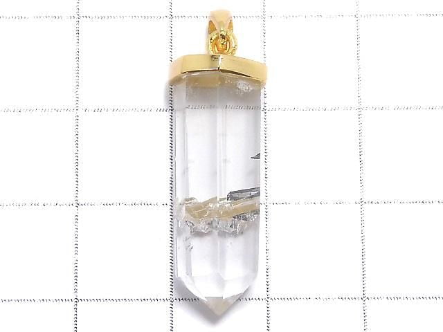 [Video][One of a kind] Stibnite in Quartz Pendant 18KGP NO.20