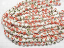 [Video] Ceramic beads Round 10mm [Floral pattern/Red] 1strand beads (aprx.12inch/30cm)