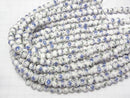 [Video] Ceramic beads Round 8mm [Floral pattern/Blue] 1strand beads (aprx.12inch/29cm)