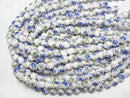 [Video] Ceramic beads Round 10mm [Floral pattern/Blue] 1strand beads (aprx.12inch/30cm)