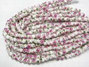 [Video] Ceramic beads Round 8mm [Floral pattern/Purple] 1strand beads (aprx.12inch/29cm)