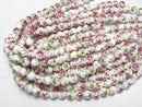 [Video] Ceramic beads Round 10mm [Floral pattern/Purple] 1strand beads (aprx.12inch/30cm)