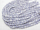 [Video] Ceramic beads Round 8mm [Small flower pattern/Blue] 1strand beads (aprx.12inch/29cm)