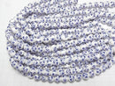 [Video] Ceramic beads Round 10mm [Small flower pattern/Blue] 1strand beads (aprx.12inch/30cm)