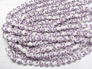 [Video] Ceramic beads Round 10mm [Small flower pattern/Purple] 1strand beads (aprx.12inch/30cm)