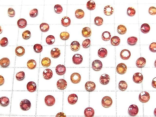 [Video]High Quality Red Orange Sapphire AAA- Loose stone Round Faceted 4x4mm 3pcs