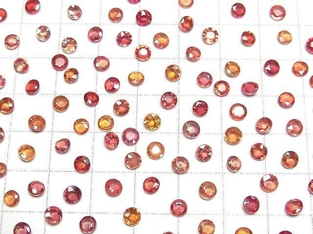 [Video]High Quality Red Orange Sapphire AAA- Loose stone Round Faceted 4x4mm 3pcs
