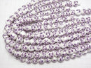 [Video] Ceramic beads Round 12mm [Small flower pattern/Purple] 1strand beads (aprx.13inch/31cm)