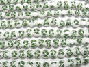[Video] Ceramic beads Round 8mm [Small flower pattern/Green] 1strand beads (aprx.12inch/29cm)