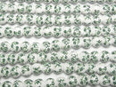 [Video] Ceramic beads Round 10mm [Small flower pattern/Green] 1strand beads (aprx.12inch/30cm)