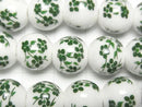 [Video] Ceramic beads Round 12mm [Small flower pattern/Green] 1strand beads (aprx.13inch/31cm)