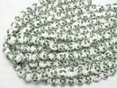 [Video] Ceramic beads Round 12mm [Small flower pattern/Green] 1strand beads (aprx.13inch/31cm)