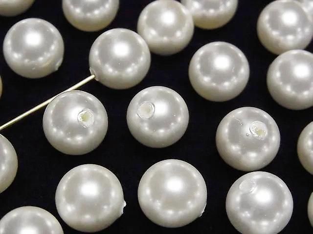 [Video] Shell Pearl White half Drilled Hole Round 10mm 10pcs