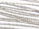 Karen Silver Flower Pattern Tube 4x1.5x1.5mm half or 1strand beads (aprx.27inch/68cm)