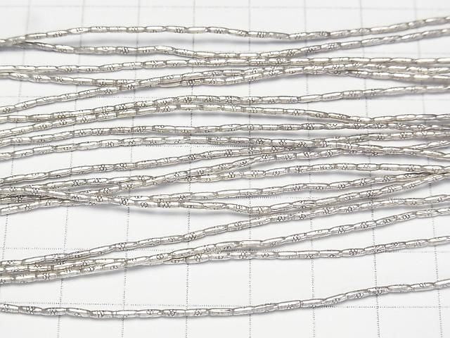 Karen silver flower pattern tube, 4x1.5x1.5mm half or 1-strand beads (approx. 27 inches/68 cm)