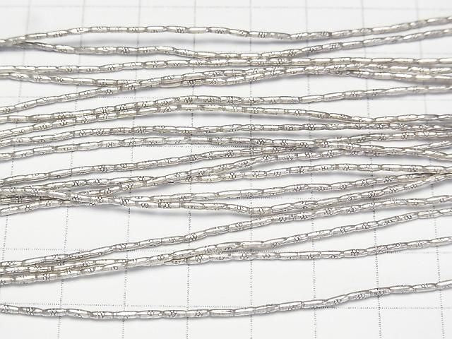 Karen silver flower pattern tube 4x1.5x1.5mm half or 1strand beads (approx. 27 inches/68 cm)