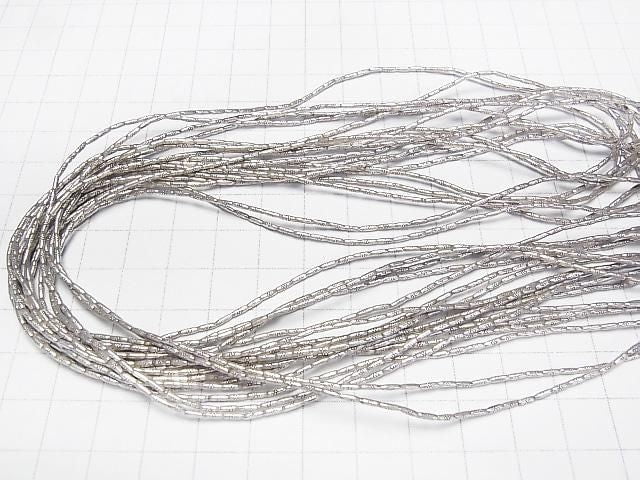 Karen Silver Flower Pattern Tube 4x1.5x1.5mm half or 1strand beads (aprx.27inch/68cm)