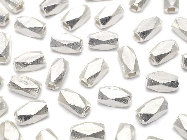 Karen Silver Faceted Tube 6x3x3mm White Silver 5pcs