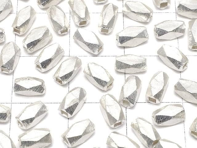 Karen Silver Faceted Tube 5x3x3mm White Silver 5pcs