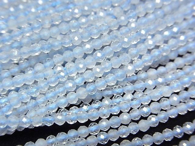[Video] High Quality! Aquamarine AA++ Faceted Round 2mm 1strand beads (aprx.12inch/30cm)