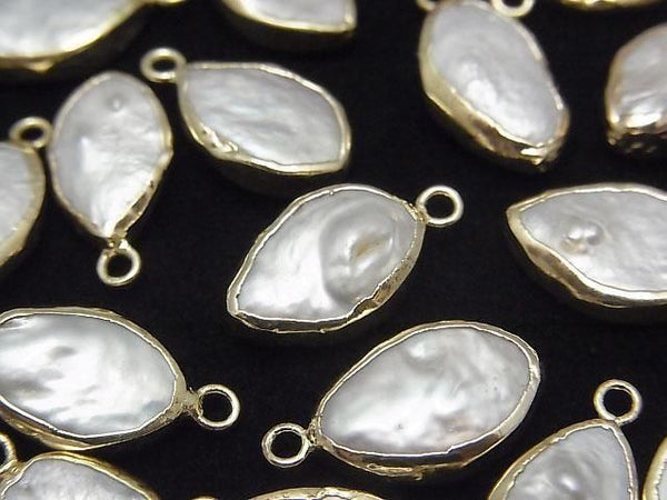 [Video] Fresh Water Pearl Leaf Charm White 5pcs