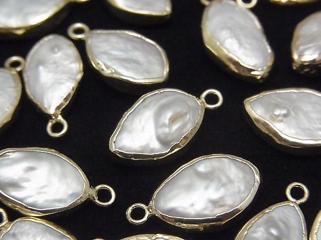 [Video] Fresh Water Pearl Leaf Charm White 5pcs