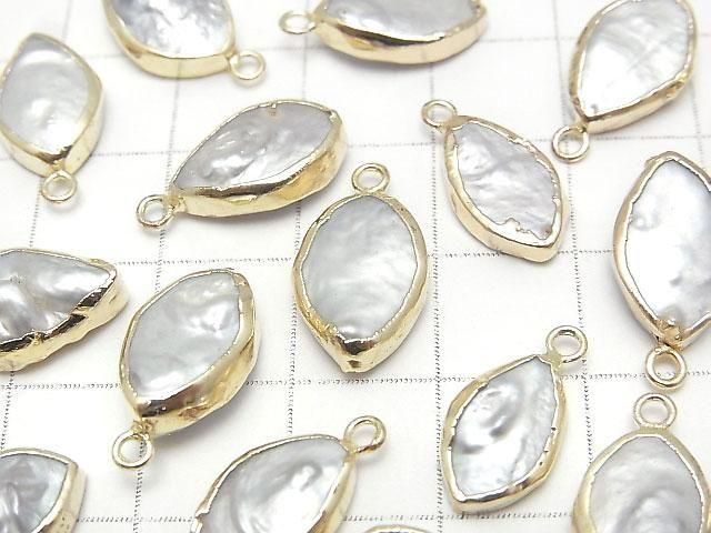 [Video] Fresh Water Pearl Leaf Charm White 5pcs