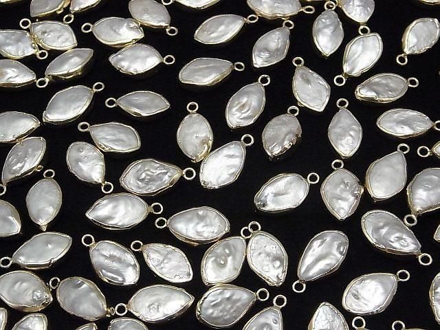 [Video] Fresh Water Pearl Leaf Charm White 5pcs