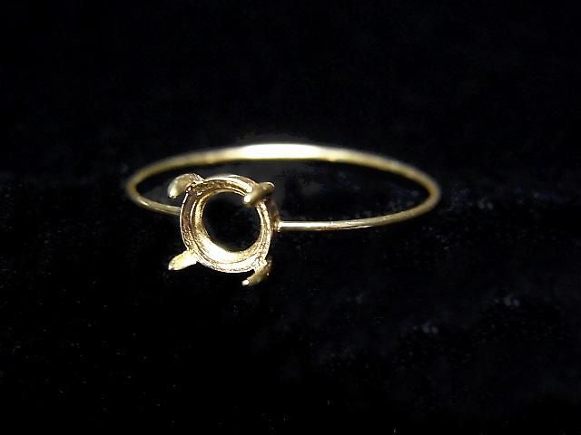 [K10 Yellow Gold] Ring Frame (Prong Setting) Round Cabochon 5mm 1pc [Japan]