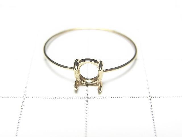 [K10 Yellow Gold] Ring Frame (Prong Setting) Round Cabochon 5mm 1pc [Japan]