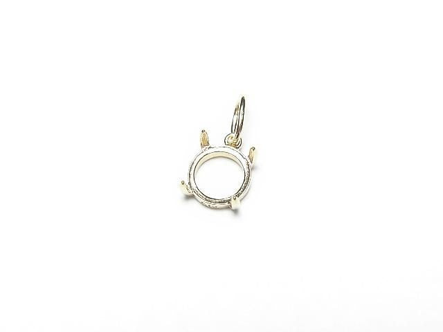 [K10 Yellow Gold] Pendant Frame (Prong Setting) for 5mm Round Cabochon 1pc [Japan]