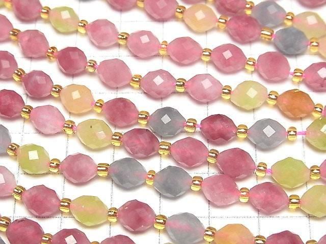 [Video]High Quality! Multicolor Jade Faceted Rice 8x6x6mm 1strand beads (aprx.14inch/34cm)