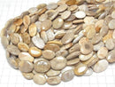 [Video]Fossil Coral Flat Oval 1strand beads (aprx.15inch/36cm)