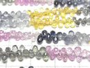 [Video]High Quality Multicolor Sapphire AAA- Drop Faceted Briolette 1strand beads (aprx.7inch/18cm)