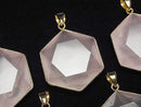 [Video] Rose Quartz AAA- Hexagram Pendant 32x29mm 18KGP 1pc