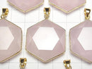 [Video] Rose Quartz AAA- Hexagram Pendant 32x29mm 18KGP 1pc