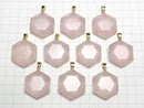 [Video] Rose Quartz AAA- Hexagram Pendant 32x29mm 18KGP 1pc