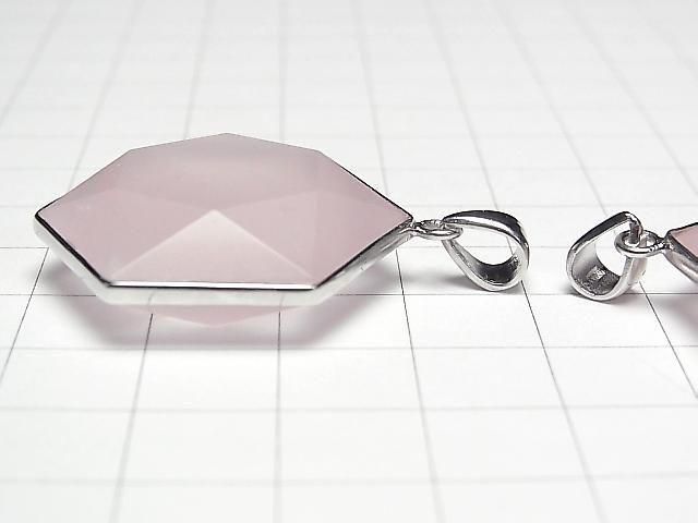 [Video]Rose Quartz AAA- Hexagram Pendant 32x29mm Silver925 1pc