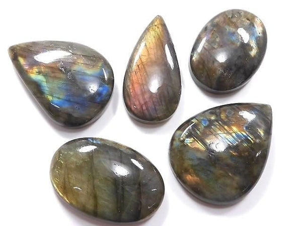 [Video][One of a kind] Labradorite AAA Cabochon 5pcs Set NO.17