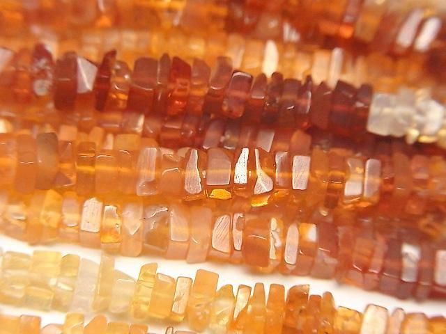 [Video] Mexican Opal (Fire Opal) AAA- Square Rondelle (Disc) half or 1strand beads (aprx.15inch/38cm)