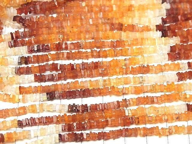 [Video] Mexican Opal (Fire Opal) AAA- Square Rondelle (Disc) half or 1strand beads (aprx.15inch/38cm)